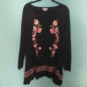 Joseph A Tunic Sweater with Embroidery 2X